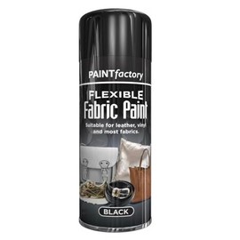 Paint Factory Black Flexible Fabric Spray Paint, Suitable for Leather Vinyl Textile Clothes Fast Drying 200 ml, Designed for fabric, leather, and vinyl to prevent cracking or peeling