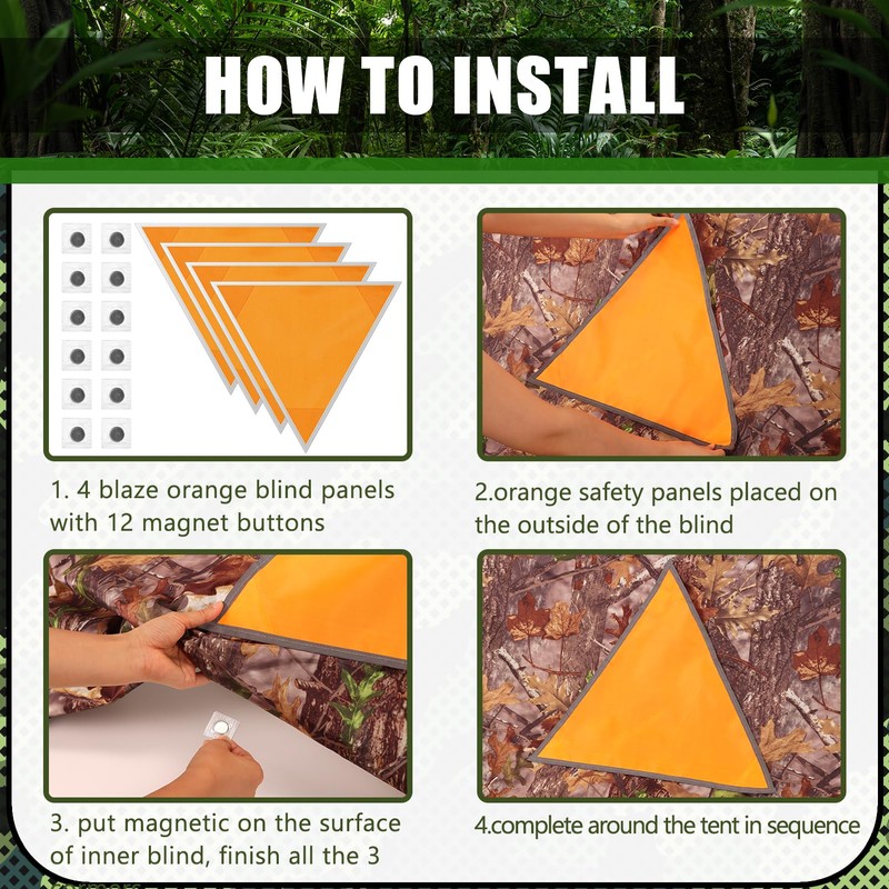Blaze Orange Safety Panel, 4Pcs Magnetic Hunting Safety Panels for