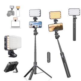 Gahenwo 5 ft 8.1 inches (173 cm) Lighted Smartphone Tripod, 2,000 mAh, Video Light, Selfie Stick, Smartphone Stand, Video Kit, Long, Cellular Stick, Remote Control Included, 59.1 inches (150 cm