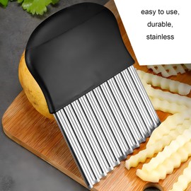 French Fry Slicer - Large Crinkle Cutter - Potato Knife Cutter, Fruit Vegetable Wavy Chopper - Stainless Steel Blade Cutting Knife Tool