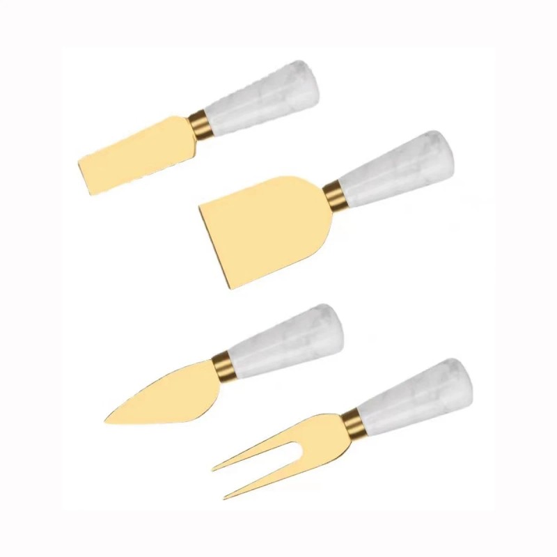 Marble Cheese Knife Set of 4 Gold Marble Handle Butter