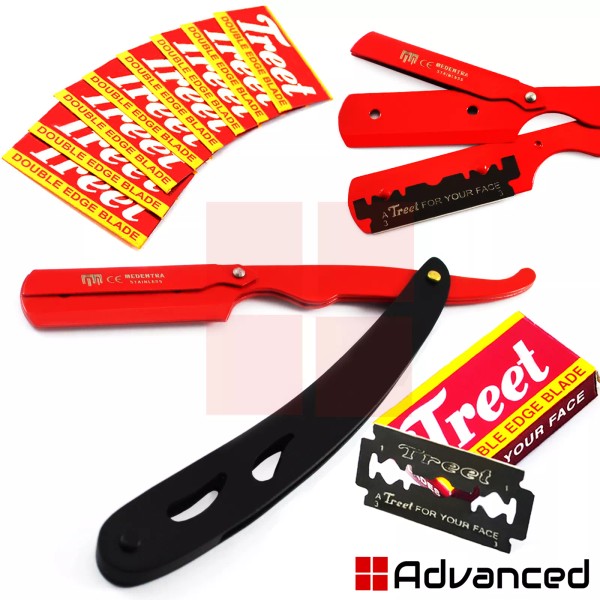 Medentra Black & Red Cut-Out Straight Men's Hair Shaving Razor