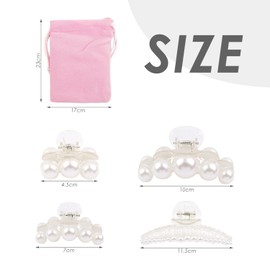 Pack of 4 Pearl Hair Clips for Women, 1 Velvet Bag Storage Bag, Fashionable and Simple Hair Clips for Girls, Old Money Style Hair Clips for Women, Daily Styling