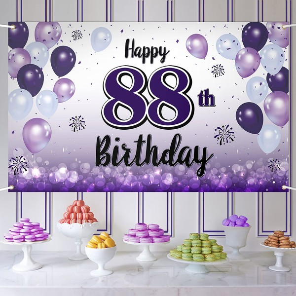 LASKYER Happy 88th Birthday Purple Large Banner - Cheers to