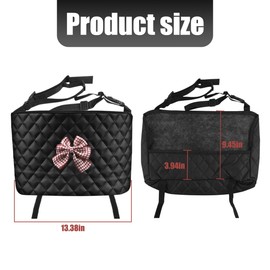 HZEL Car Net Pocket Handbag Holder, Leather Large Capacity Auto Front Seat Organizer for Purse Key Bottle, Vehicle interior Storage Accessories, Universal for SUV Sedan Truck (Pink/Black-B)