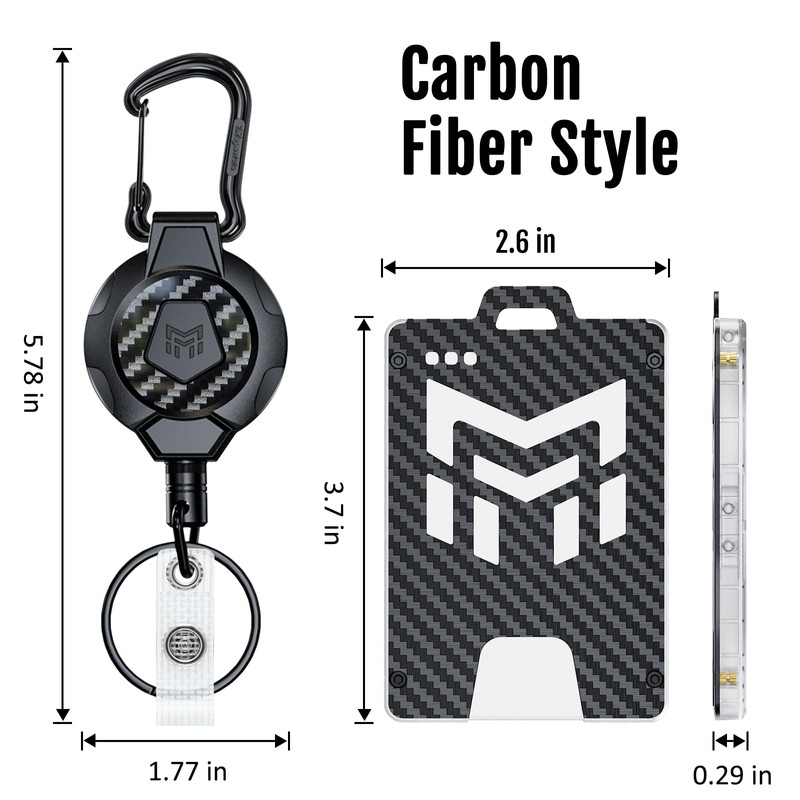 MNGARISTA Retractable Badge Holder, Carbon Fiber ID Badge Reel Strong,Retractable