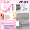 veyaltedl Transparent Mesh Pencil Case with Handle and Zip, pink,