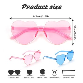 Pink Heart Shaped Sunglasses for Women - Blue and Hot Pink Shades for Beach, House, and Pool Parties - Funky Bulk Party Decorations and Supplies