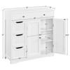 Yaheetech Bathroom Floor Cabinet, Large Storage Space Wooden Organizer with