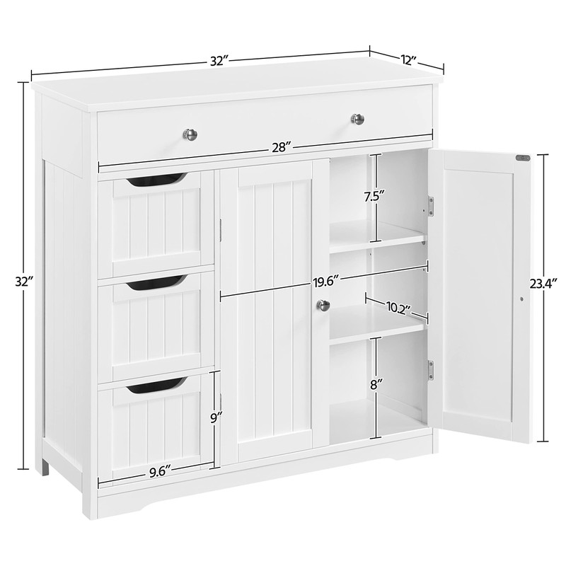 Yaheetech Bathroom Floor Cabinet, Large Storage Space Wooden Organizer with