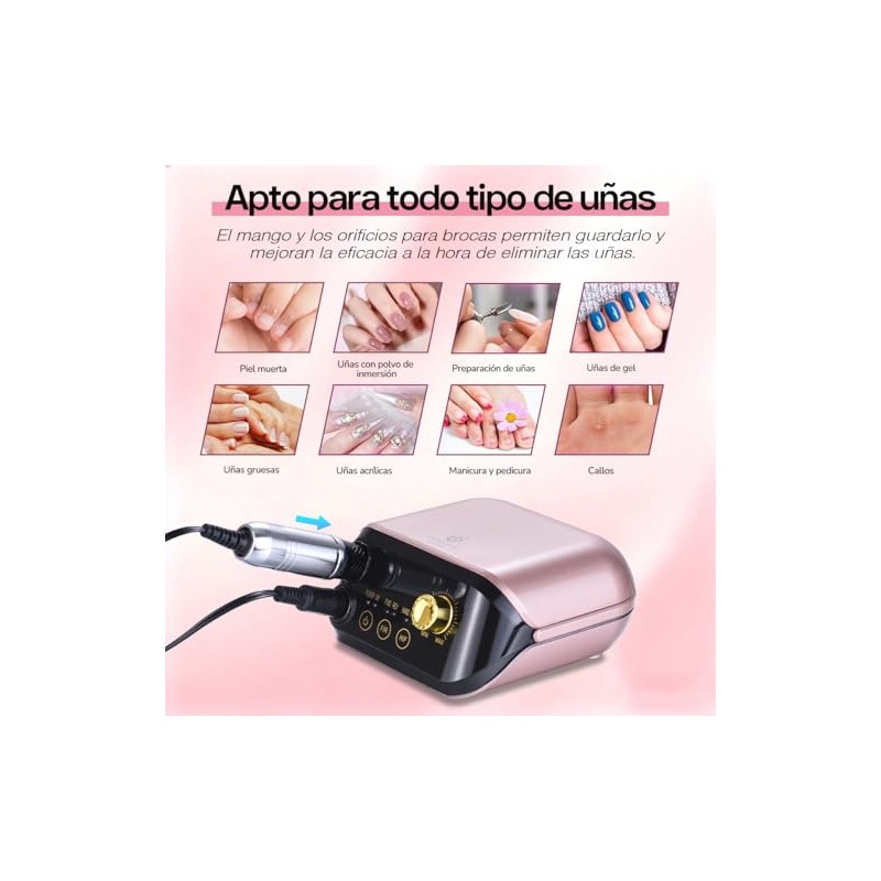 CHERIMOYA Pulidor De Unas Esmeril Drill Profesional 35000RPM,Kit de Taladro