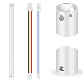 VIHOSE 24 Inch Ceiling Fan Downrod with Extension Cord 2 ft White Downrod for Ceiling Fan 1 Inch Outside Diameter Not Threaded Suitable for a Wide Range of Fans