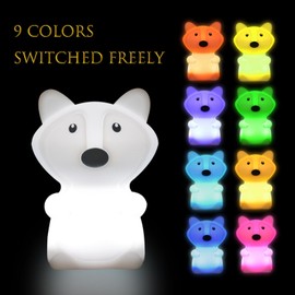 xinjinhju Fox Night Lights for Kids, Light for Children's Room, Animal Lights 9 Colors Changing for Girls and Boys Room Decor, Cute Lamps for Bedroom, Sleep Night-Light, Birthday Present - Medium