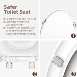 Round Toilet Seat, Slow Close Quick-Release Hinges, Heavy Duty Soft Close, Quiet-Close Lid And Seat For Standard Toilets, Easy To Install And Clean, Never Loosen, White