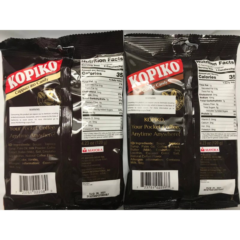 Kopiko Cappuccino Candy or Coffee Candy 4.23 oz / 120