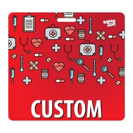 Custom Double Sided Horizontal Badge Buddy with 20 Background Options - Medical Icons Theme