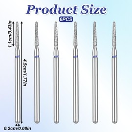 6 PCS Needle Shaped Cuticle Drill Bits 3/32" 2mm Nail Drill Bits with Storage Case Small Cuticle Clean Nails Drills Bit Safety Under Nails Cleaner for Nail Prep