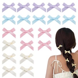 ESJNNK Ribbon Hair Clips, Set of 20, 4 Colors, Bowknots, Hairpins, Mini, Hair Ornaments, Hair Accessories, Cute, Stylish, Women's, Children, Parties, Events, Recitals, Graduations, Birthdays, Weddings