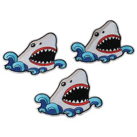YYlingx 4 Pcs Embroidered Great White Shark Shape Patches Iron on Marine Animal Patch DIY Clothing Accessories for Clothes,Backpack,Hats,Jeans