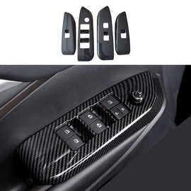 ruihe 4pc Carbon Fiber Color Automobile Door Window Control Panel Cover Trim Fit for Toyota Highlander 2014 2015 2016 2017 2018 2019 North American Version