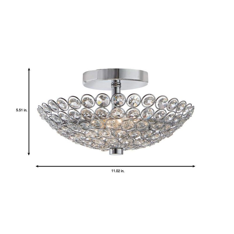 Home Decorators Barclay 2-Light Chrome and Crystal Flush Mount