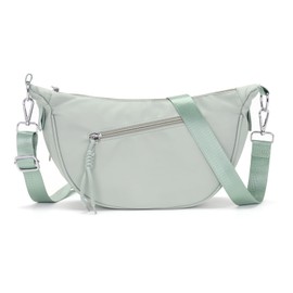 Vezluax Waterproof Shoulder Bag Women's Bum Bag Women's Stylish Half Moon Bag Fabric Crossbody Bag with Multiple Inner Compartments, S-green