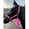 Horse Headcollar and Lead Rope Set, Pink with Horse Print