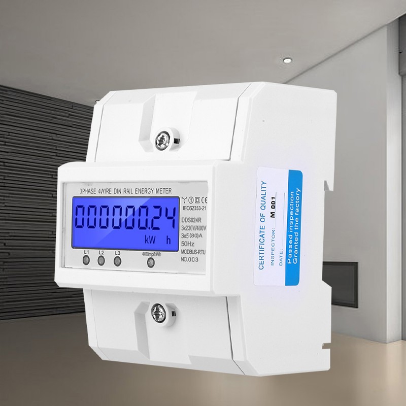 3 Phase 4 Wire DIN Rail Power Consumption Energy Meter