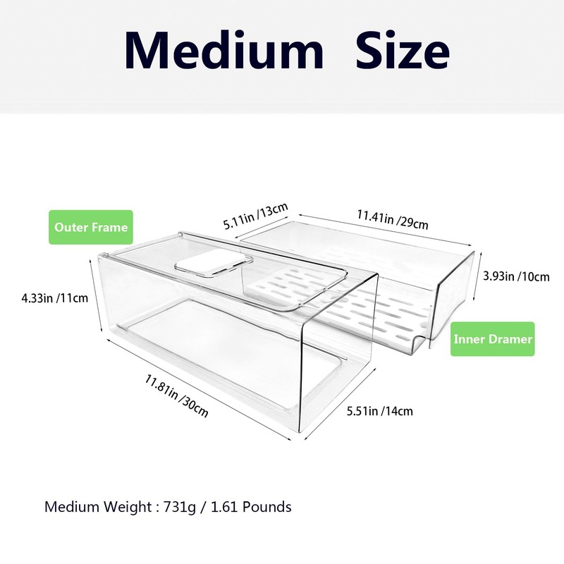 Femoliyes Refrigerator Organizers and Storage Drawer, Stackable Fruit Storage Containers