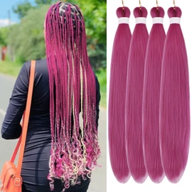 Leticia Cabello Trenzado Rosa Preestirado, Color Rosa Intenso, Hipoalergénico, Trenzas Sintéticas Fáciles De Trenzar, Textura Yaki Para Mujeres Negras.