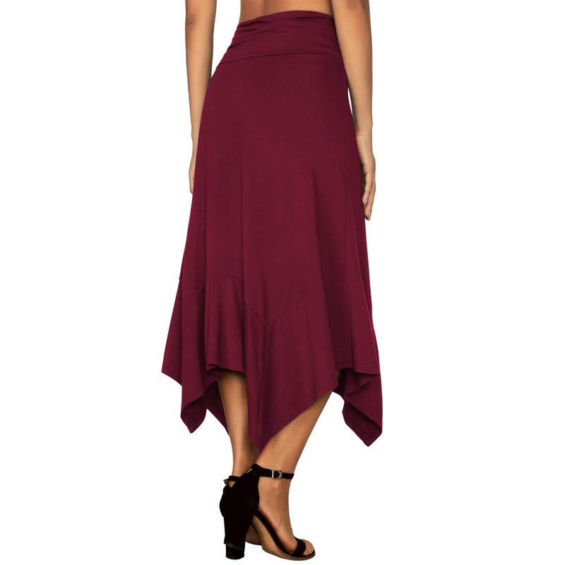 DJT Women's Vintage Elastic Waist Gypsy Irregular Jersey Long Skirt