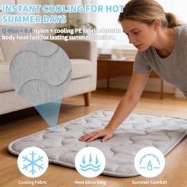 PETZOOKA Dog Cooling Mat Q-Max>0.4 39.4" *27.6" Self Cool Pad for Dogs and Cats with Anti-Slip Bottom, Washable Portable Pet Sleeping Pad for Summer，Larger Size Grey