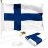 G128 Flag Pole 6FT White & Finland Finnish Flag 3x5FT