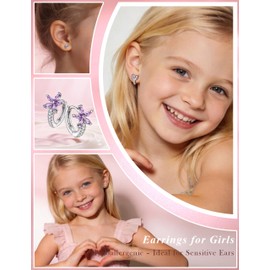 Surgical Stainless Steel Screw Back Earrings, Hypoallergenic Jewelry for Baby Toddler Girls Kids Sensitive Ears