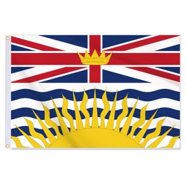12x18 Inch British Colombia Canada Flag,30x45 cm Nautical Canadian Province BC Flag,Small Tiny Double Durable 150D Thick Polyester Decorations with 2 Brass Grommet