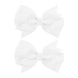 YanJie Boutique Grosgrain Ribbon White Hair Bows for Girls Toddler Hair Accessories with Medium Alligator Clips for Kids Teens Back to School