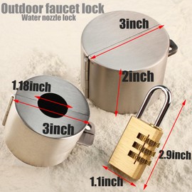 TEMEILI Faucet Locks Outdoor, Metal Suitable for Garden Faucets, Hose Bib, Spigot - Stainless Steel with Padlock - Prevent Water Theft