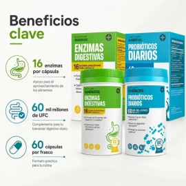 Probióticos Enzimas Digestivas Prebióticos Flora Suplemento                                                                                           