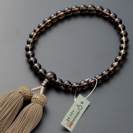 Takita Shoten Kyonen Beads for Women, Brown Crystal, 0.3 inch (8 mm) Balls, Pure Silk Head with Rosary Bag, For All Relatives, Includes Certificate