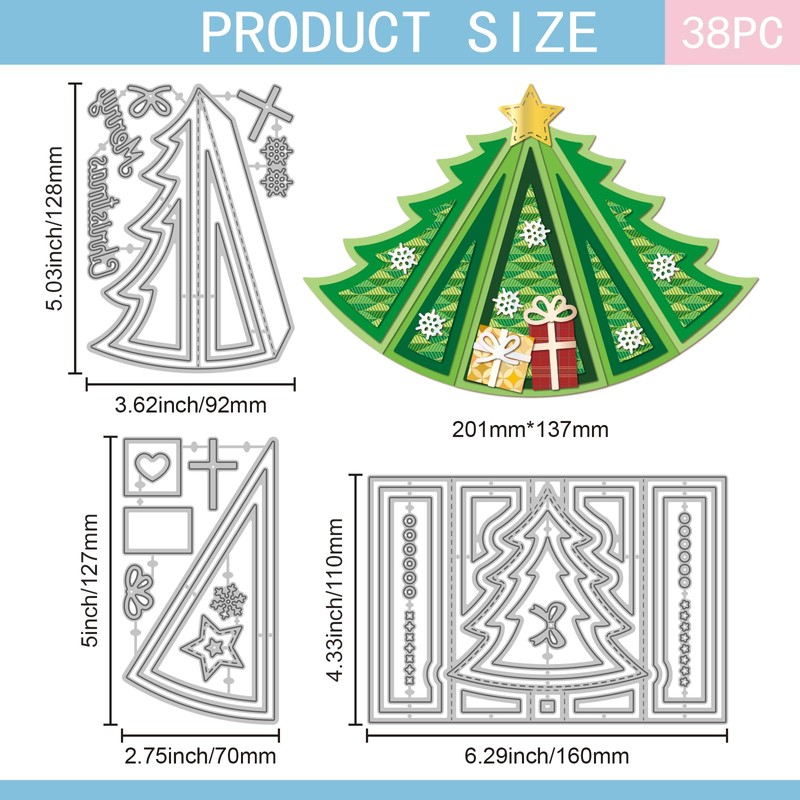 GLOBLELAND 3D Cutting Dies for Foldable Christmas Tree Display Cards