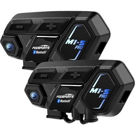 Fodsports Fodsports Motorcycle Bluetooth Intercom with Music Sharing, M1S Pro 2000m 8 Riders Group Helmet Communication System Headset Universal Interphone (Waterproof/Handsfree/Stereo Music/GPS/2 Pack)