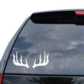 DiamondCutStickerz Deer Buck Antlers Hunting Decal Sticker Car Truck Motorcycle Window Bumper Laptop Wall Decor - Size (18 inch / 46 cm Wide) - Color (Gloss Black)