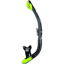 Mares Unisex Adults Ergo Dry Snorkel - Durable Lightweight Scuba Diving & Snorkeling Gear with Dry Top & Ergonomic Mouthpiece, Black/Lime