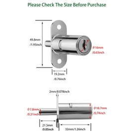 Push Plunger Lock XIEHE 105 Sliding Cabinet Door Lock with 2 Keys (2PACK-D0.7*L1.2inch)