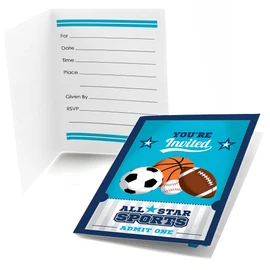 Big Dot of Happiness Go, Fight, Win - Sports - Fill In Baby Shower or Birthday Party Invitations (8 count)