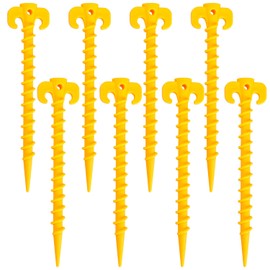 8 Pack Plastic Tent Pegs Tent StakesTent Pegs Heavy Duty Tent Peg Camping Pegs, for Outdoor Camping, Hiking, Tents etc(Yellow)