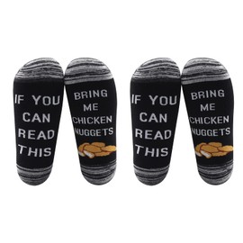LEVLO Funny Chicken Nugget Gift If You Can Read This Bring Me Chicken Nuggets Socks Gift for Chicken Nugget Lovers (2 Pairs/Set-Black)