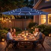 "Solar-powered 9.7 ft Navy Blue Patio Umbrella with 3 Tier