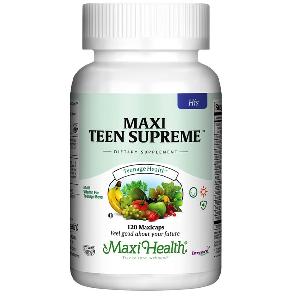 Maxi Health Teen Supreme HIS Vitamins for Teen Boys (120) - Teen Multivitamin for Young Men Ages 12 17 - Daily Teen Vitamins for Height Growth, Nutrition, Energy, Antioxidants & Teen Boy Needs