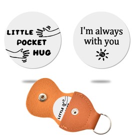 Pocket Hug Keychains Long Distance Relationship Gifts for Women Men I'm Always with You Keychain Gifts for Him and Her Birthday Christmas Gifts for Sons Graduation Gifts with PU Leather Keychain
